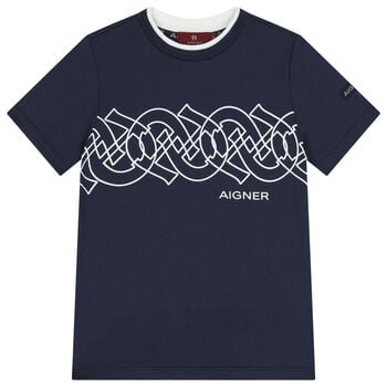 Boys Navy Blue Logo T-Shirt