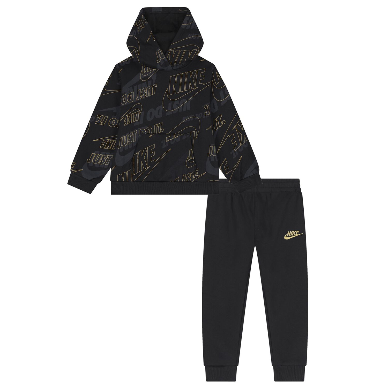 Boys Black Logo Tracksuit, 1, hi-res