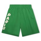 Boys Green Logo Swim Shorts, 1, hi-res