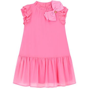 Girls Pink Bow Dress