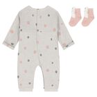 Baby Girls Grey & Pink Romper Set, 1, hi-res