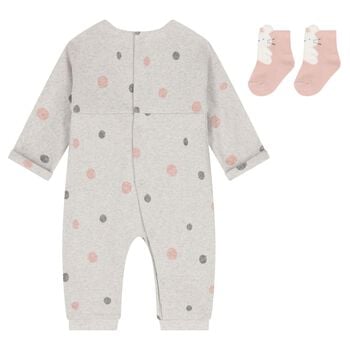 Baby Girls Grey & Pink Romper Set