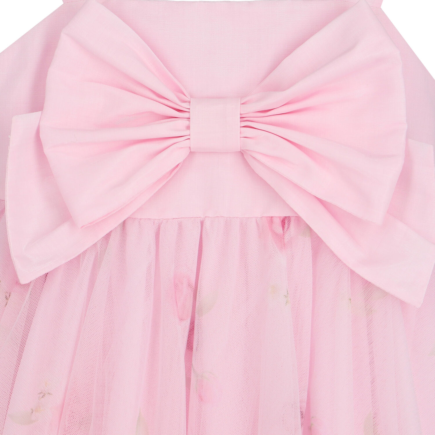 Girls Pink Floral Tulle Dress, 1, hi-res