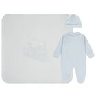 Baby Girls Blue & White Teddy Bear Babygrow Gift Set, 1, hi-res
