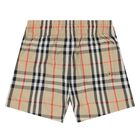 Younger Boys Beige Check Shorts, 1, hi-res
