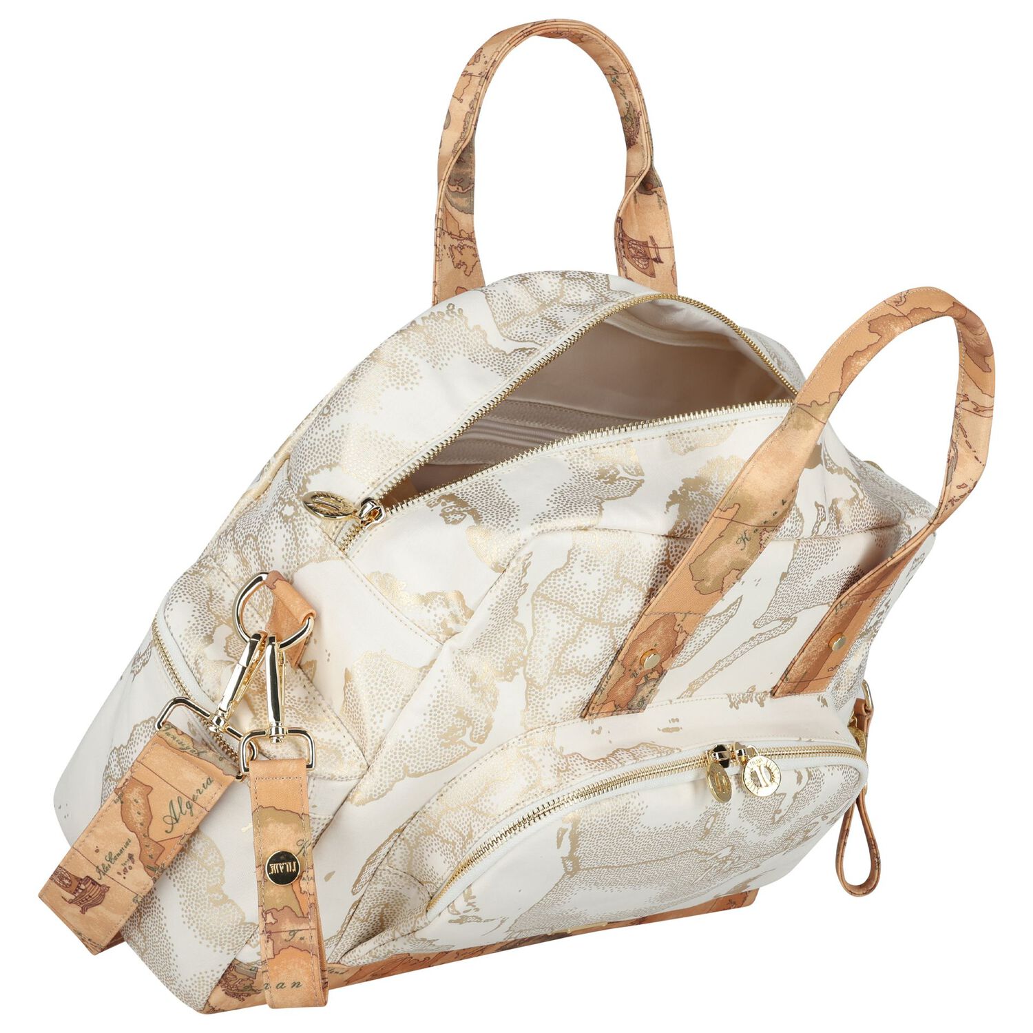 Ivory & Gold Geo Map Baby Changing Bag, 1, hi-res