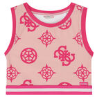 Girls Beige & Pink Logo Top, 2, hi-res