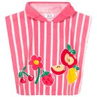 Younger Girls Pink Striped Hooded Towel, 2, hi-res