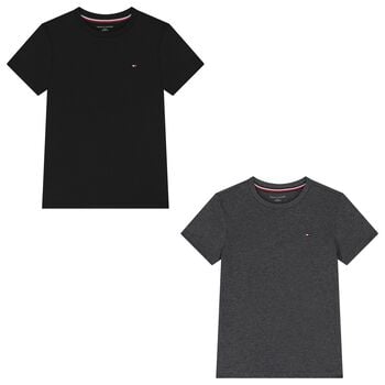 Boys Black & Grey Logo T-Shirts ( 2 Pack )