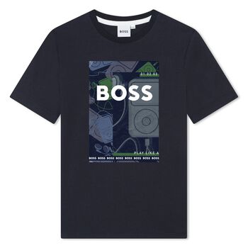 Boys Navy Blue Logo T-Shirt