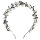 Girls White & Silver Embellished Pearl & Crystal Headband, 3, hi-res
