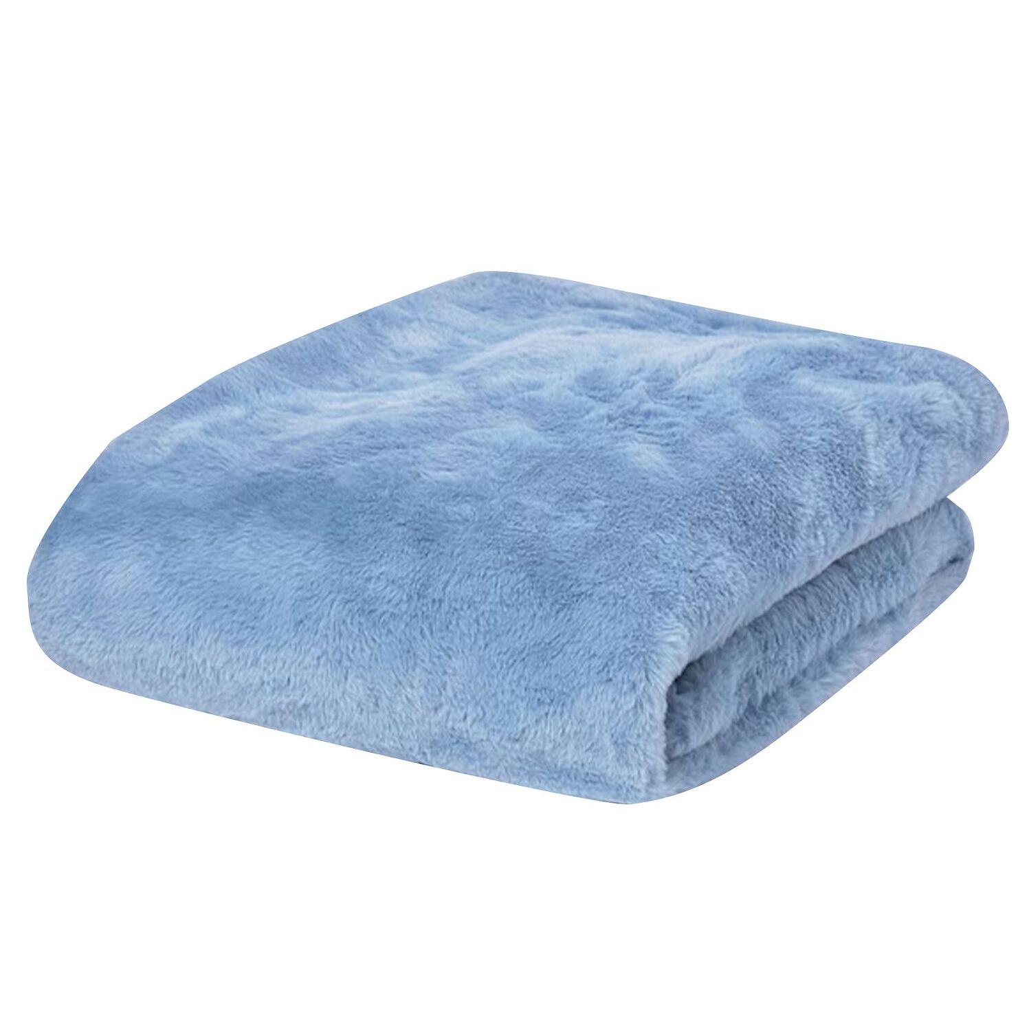 Baby Boys Blue Faux Fur & Pom-Pom Blanket, 3, hi-res