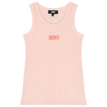 Girls Pink Logo Ribbed Top