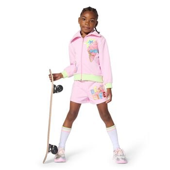 Girls Iridescent Silver, White & Pink Trainers