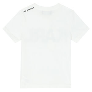 Boys White Karl Print T-Shirt