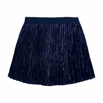 Girls Navy Blue Velvet Skirt