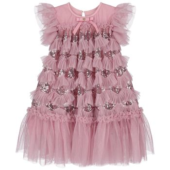Girls Pink Sequin Tulle Dress