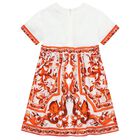 Girls White & Orange Majolica Dress, 1, hi-res