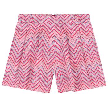 Girls Pink Zigzag Shorts