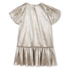 Girls Metallic Gold Pleated Dress , 1, hi-res