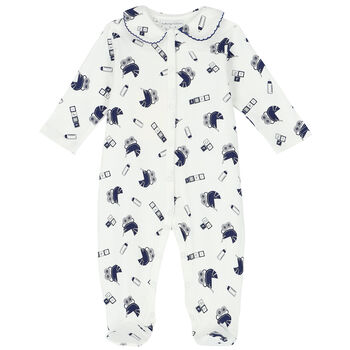 Ivory & Navy Pram Babygrow