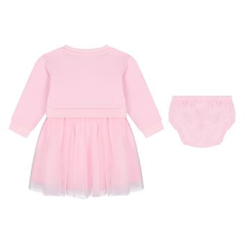 Baby Girls Pink Logo Tulle Dress Set