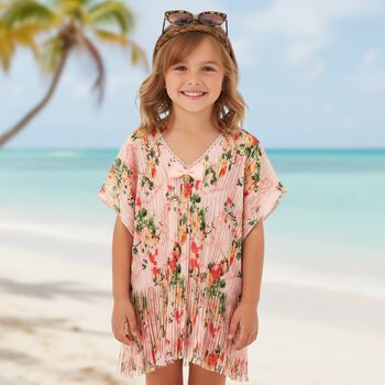 Girls Pink Pleated Kaftan