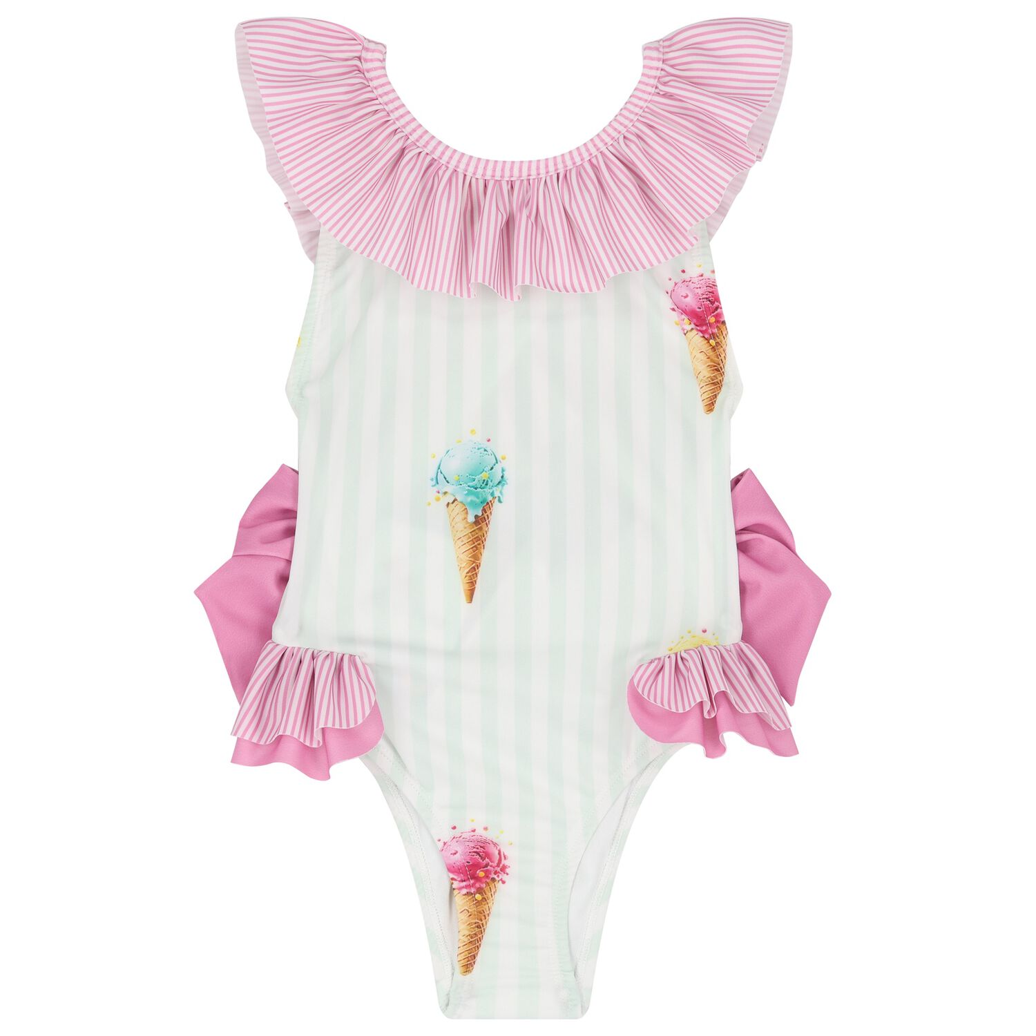 ملابس سباحة آيس كريم باللون الوردي والأخضر للبنات, 1, hi-res image number null