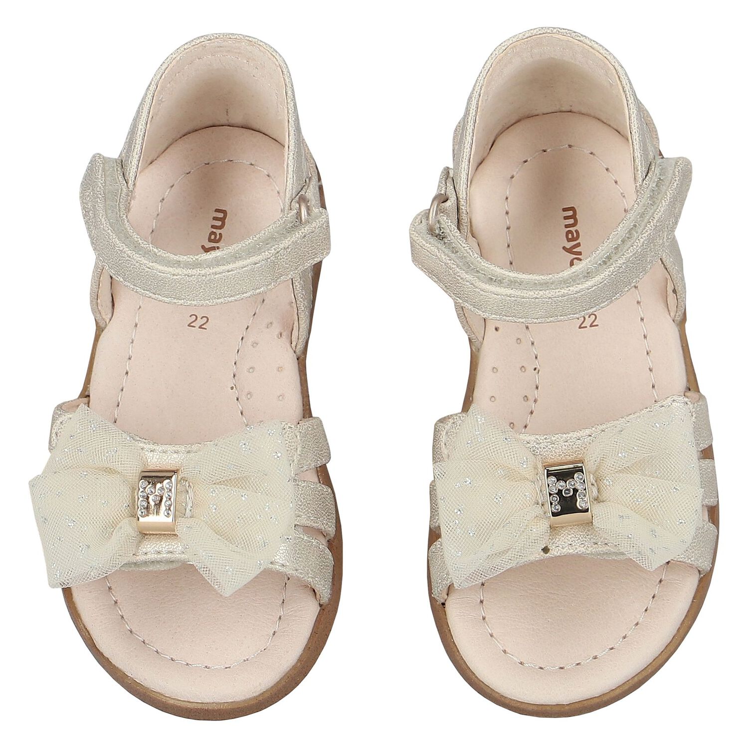 صندل بنات بفيونكة باللون العاجي, 1, hi-res