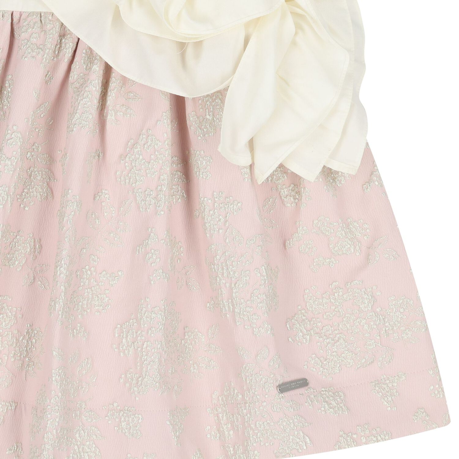 Girls Ivory & Pink Ruffled Dress, 1, hi-res