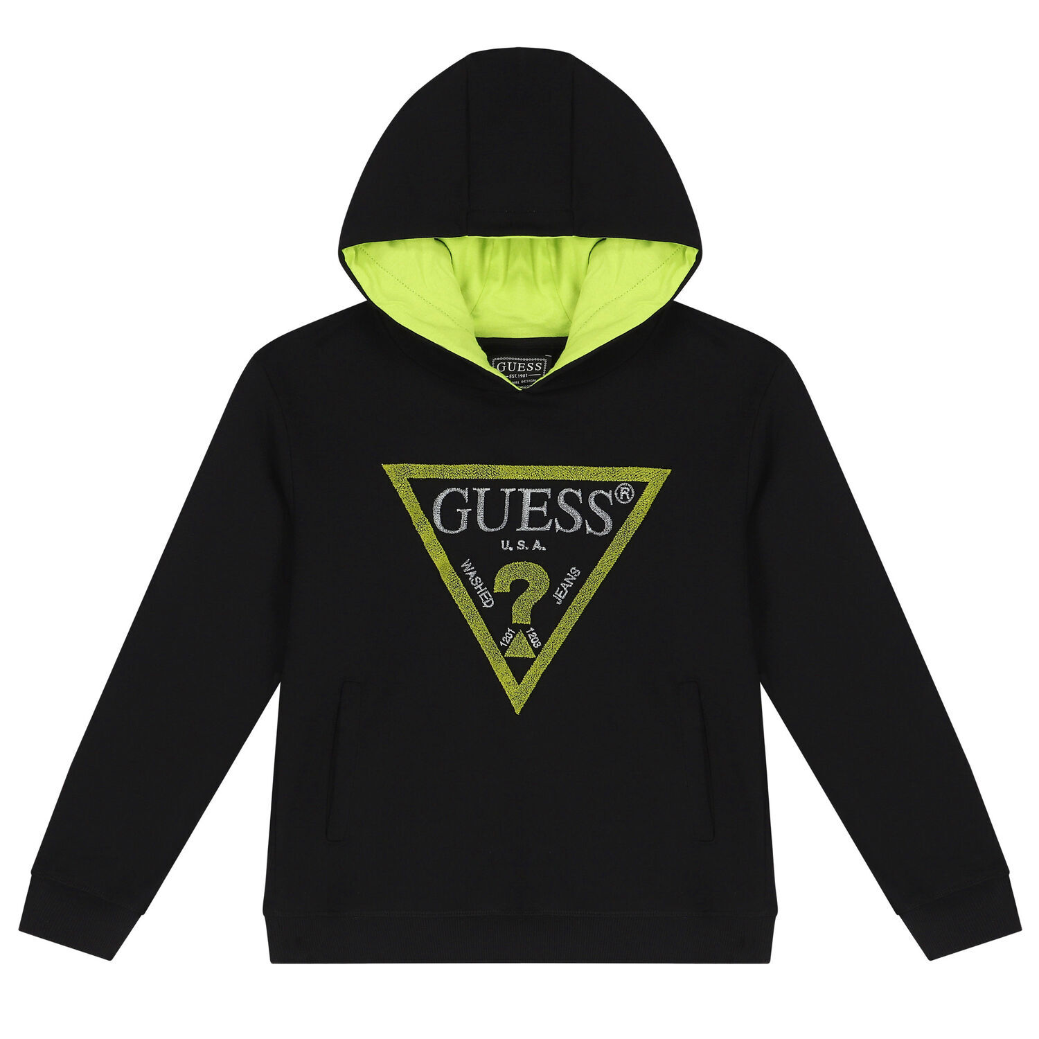 Boys Black Logo Hooded Top, 1, hi-res image number null