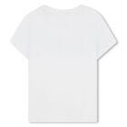 Girls White Embellished Logo T-Shirt, 1, hi-res