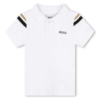 Younger Boys White Logo Polo Shirt