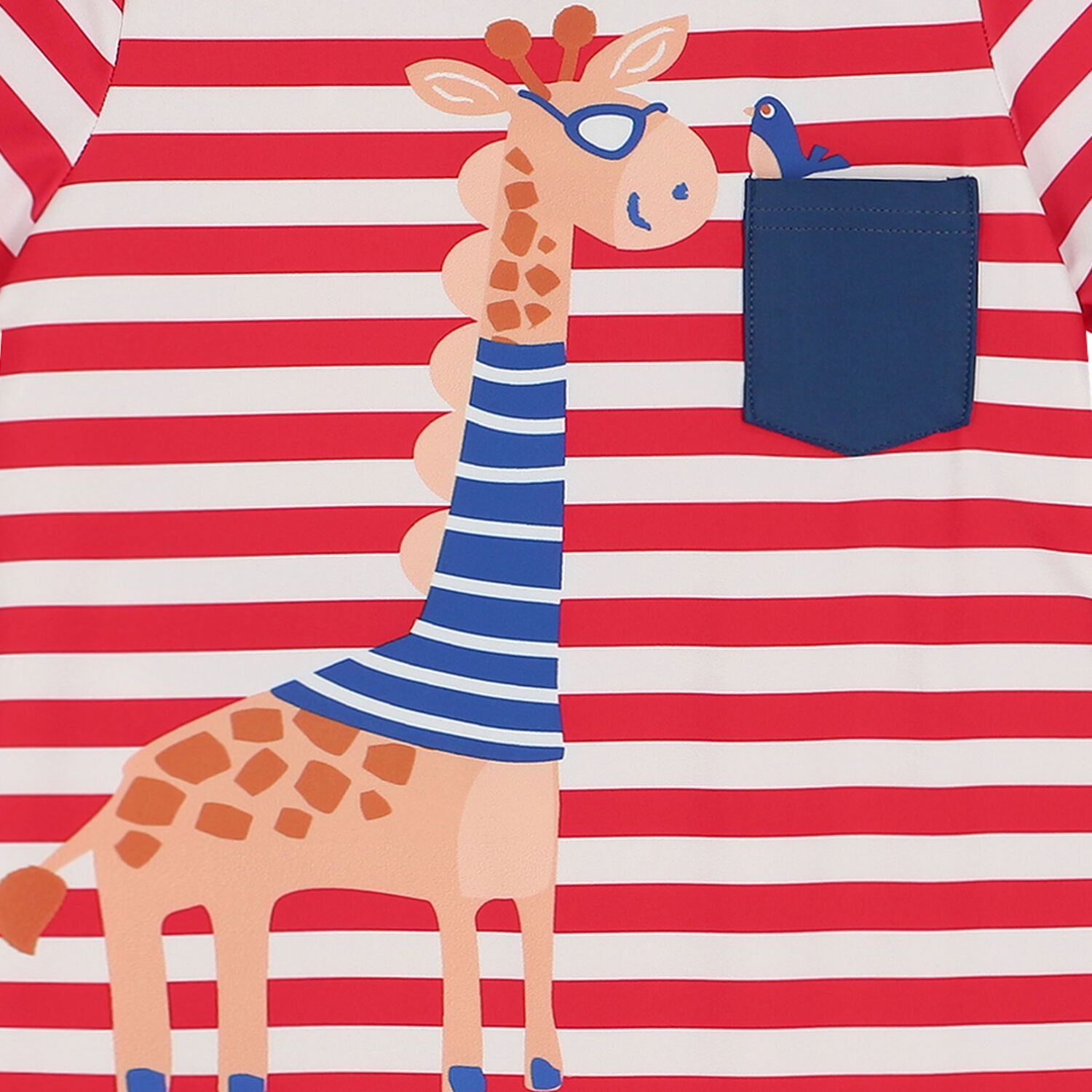 Baby Boys Red & White Giraffe Sun Suit, 1, hi-res