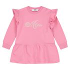 Younger Girls Pink Logo Ruffled Dress, 1, hi-res