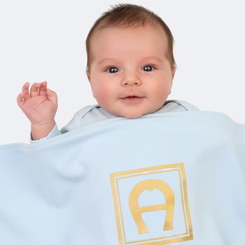 Baby Boys Blue & Gold Logo Blanket