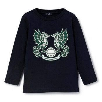 Boys Navy Printed Long Sleeve Top