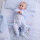 Baby Boys White & Blue Carousel Blanket, 1, hi-res