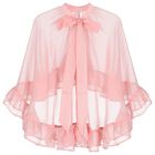 Girls Pink Chiffon Cape Dress Set, 1, hi-res