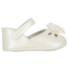 Baby Girls Ivory Flower Pre Walker Shoes, 1, hi-res