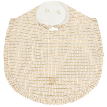 Baby Girls Ivory & Gold Ruffled Bib