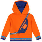 Boys Orange Logo Hooded Top, 1, hi-res
