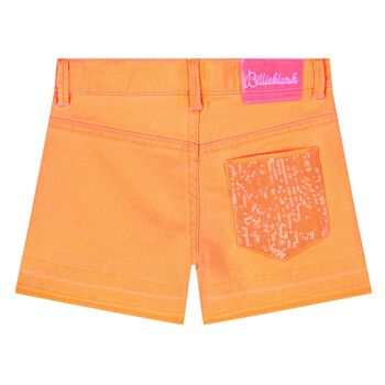 Girls Orange Denim Shorts