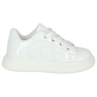 Girls White Hearts Trainers, 1, hi-res