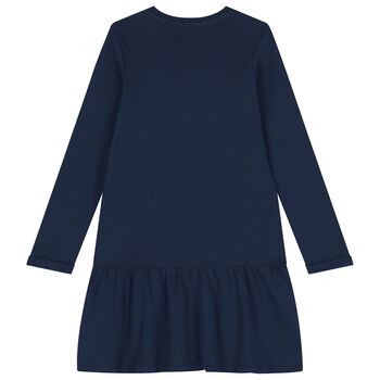 Girls Navy Blue Logo Dress
