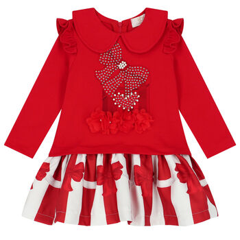 Girls Red Embellished Dress