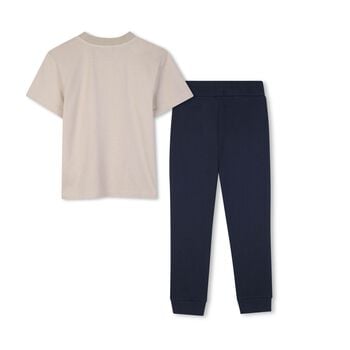 Boys Beige & Navy Blue Logo Joggers Set