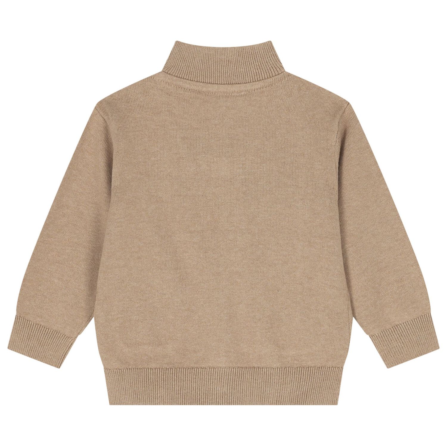 Younger Boys Beige Knitted Zip Up Top, 1, hi-res