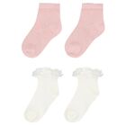 Younger Girls Ivory & Pink Socks ( 2-Pack ), 2, hi-res