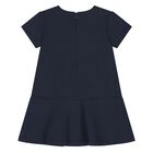 Younger Girls Navy BLue & Gold Logo Dress, 2, hi-res